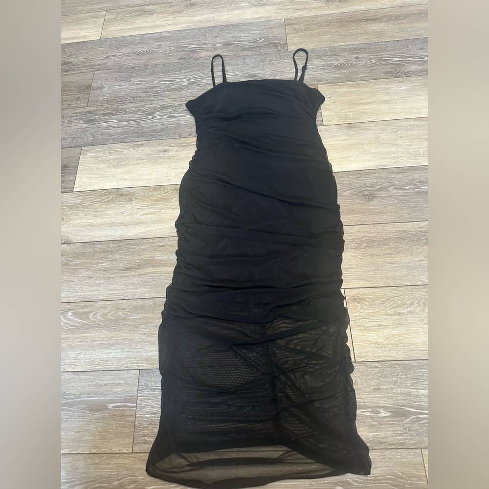 Wild Fable Black Strapless Bodycon Ruched Dress